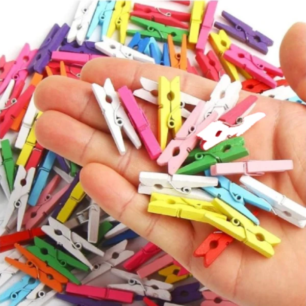 MINI COLORE PHOTO PINCE A LINGE COLORE EN BOIS, 12 PIECES